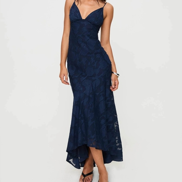 Princess Polly Navy Floral High Low Dress - Picture 1 of 12